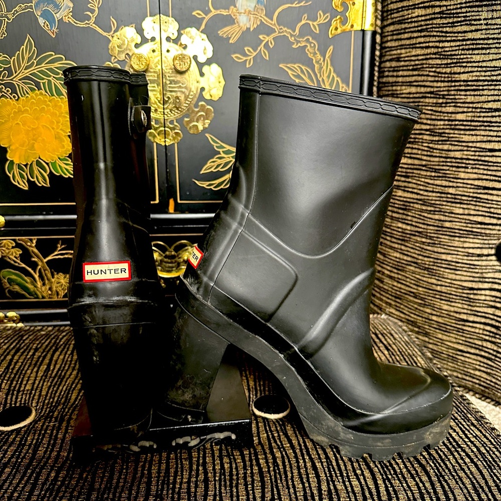 Hunter Original Wellington High Heel boots in black